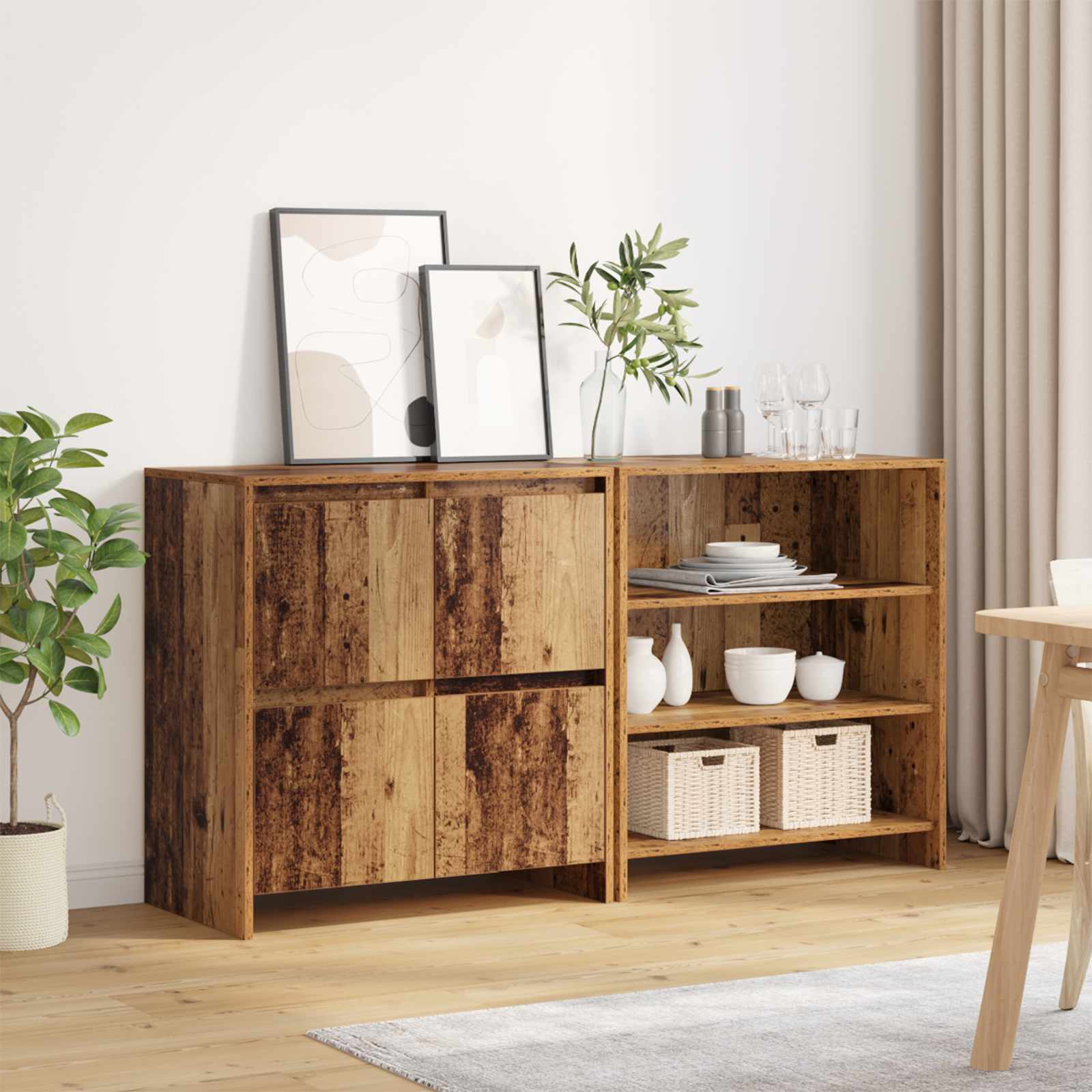 Széf 2 pcs öreg fa 70 x 41 x 75 cm faanyag
