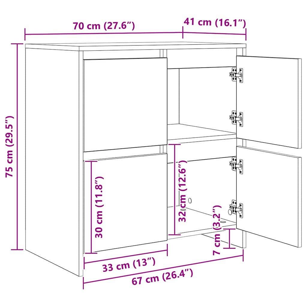 Széf 2 pcs öreg fa 70 x 41 x 75 cm faanyag