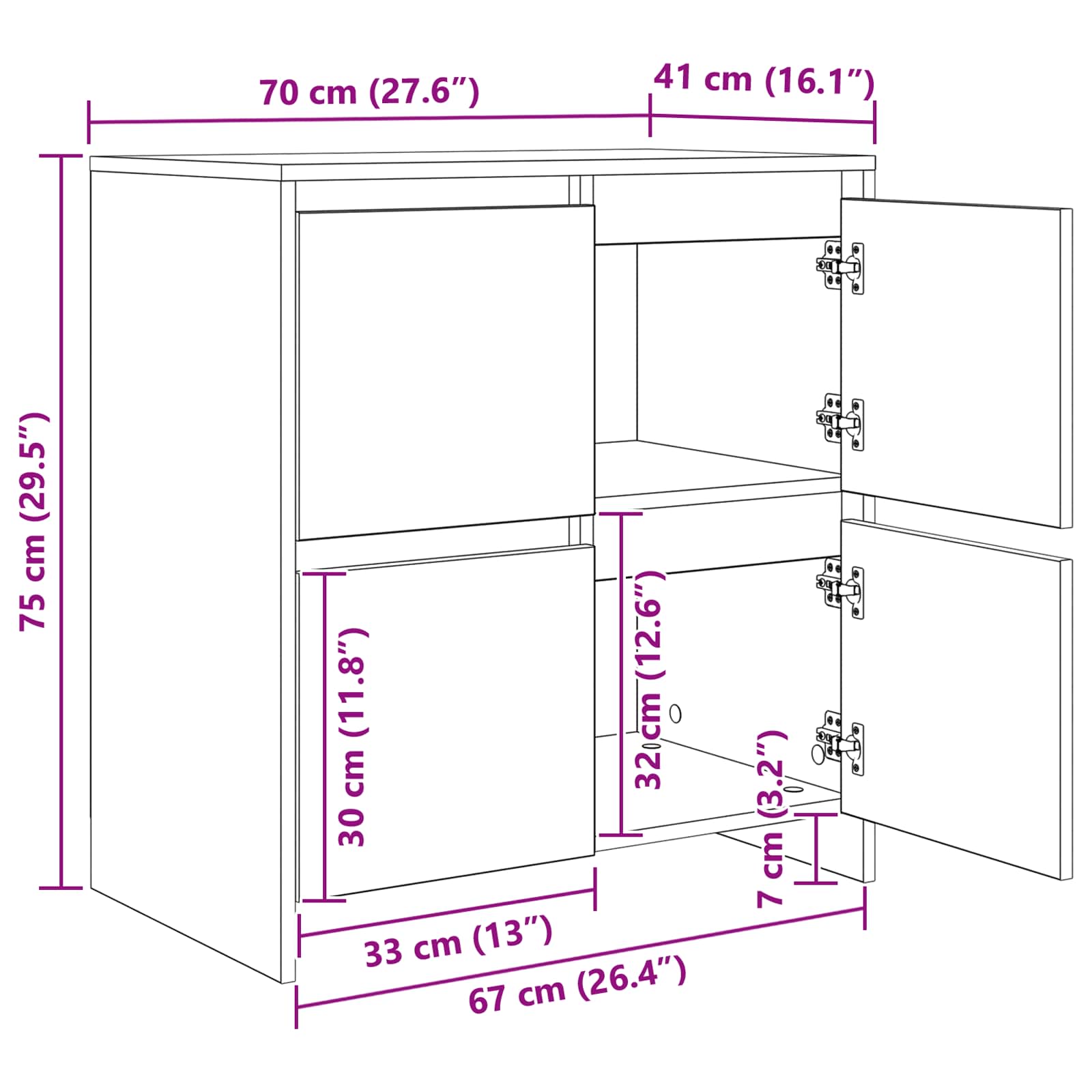 Széf 2 pcs öreg fa 70 x 41 x 75 cm faanyag
