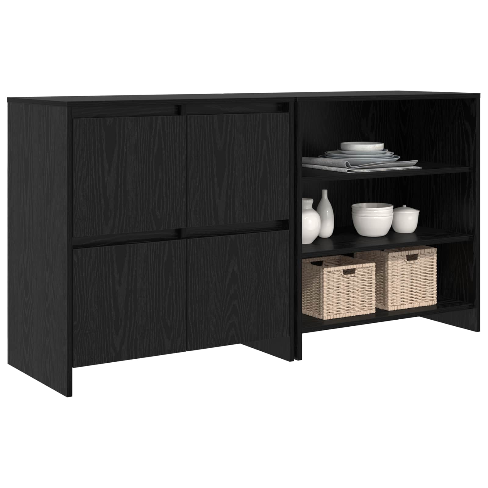 Széf 2 pcs fekete tölgy 70 x 41 x 75 cm faanyag