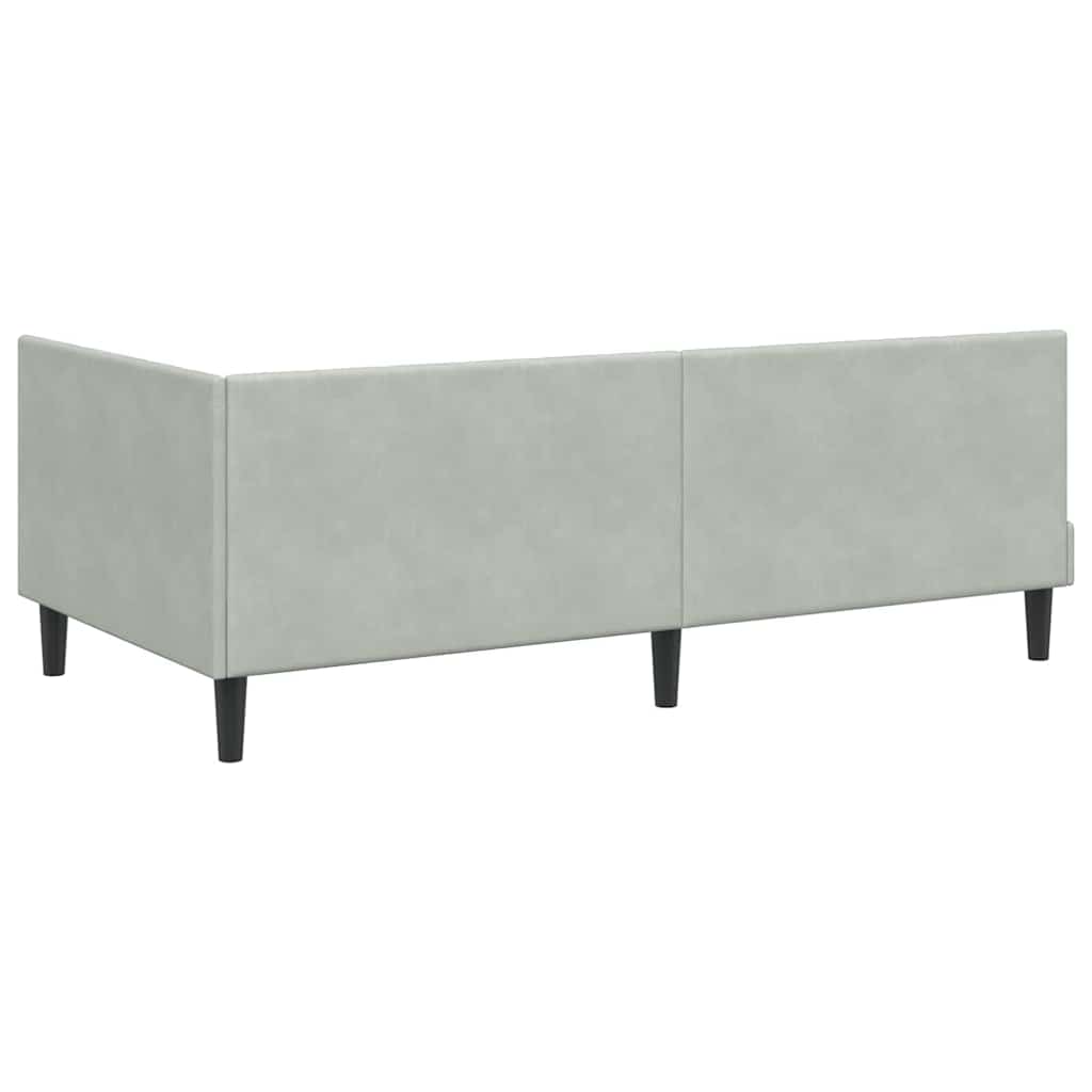 Sarokágy keret fejtámlával világosszürke 90 x 200 cm bársony