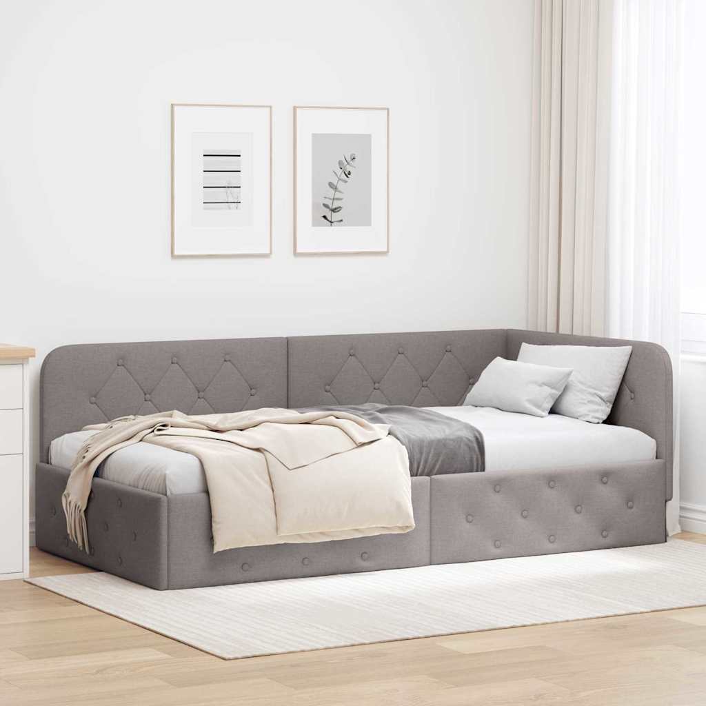 Sarokágy keret fejtámlával tópszínű 90 x 190 cm szövet