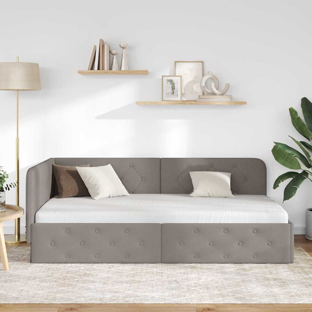 Sarokágy keret fejtámlával tópszínű 90 x 190 cm szövet