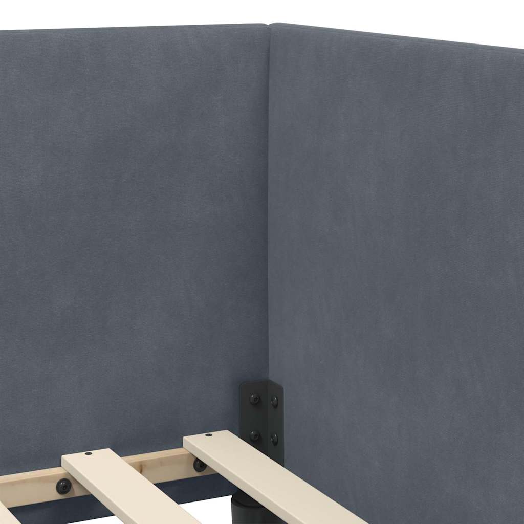 Sarokágy keret fejtámlával sötétszürke 90 cm x 190 cm szövet