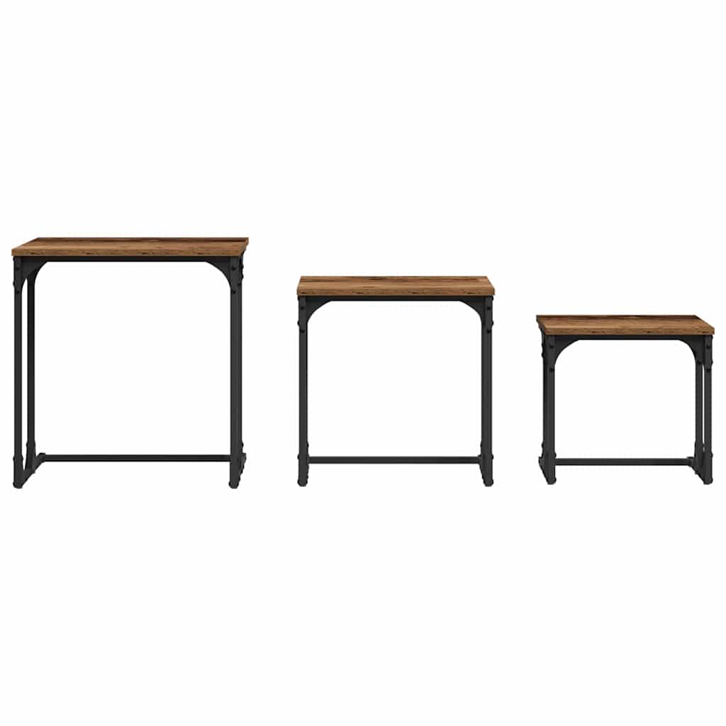 Fészkelt kávézó asztal 3 pcs régi fa 50.5 x 35 x 53 cm faanyag Fészkelt kávézó asztal 3 pcs régi fa 50.5 x 35 x 53 cm faanyag