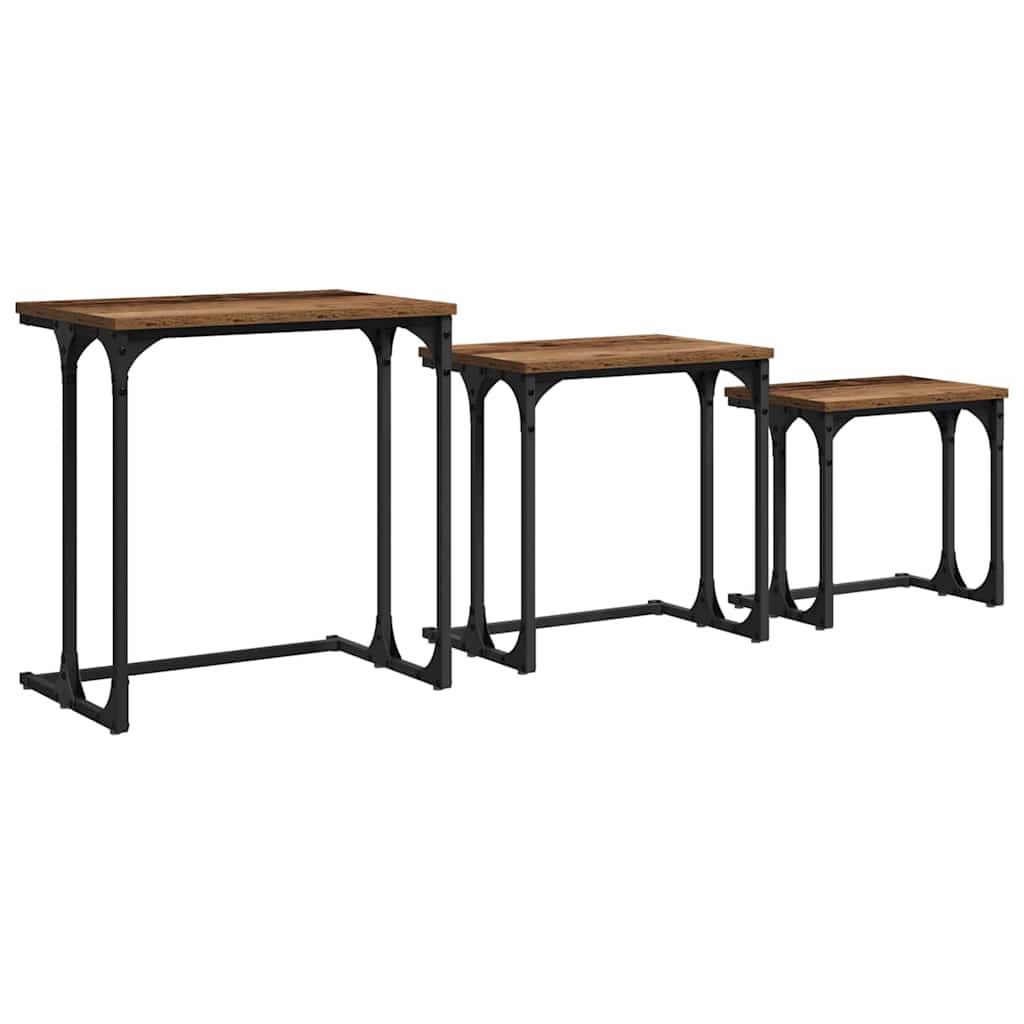 Fészkelt kávézó asztal 3 pcs régi fa 50.5 x 35 x 53 cm faanyag Fészkelt kávézó asztal 3 pcs régi fa 50.5 x 35 x 53 cm faanyag