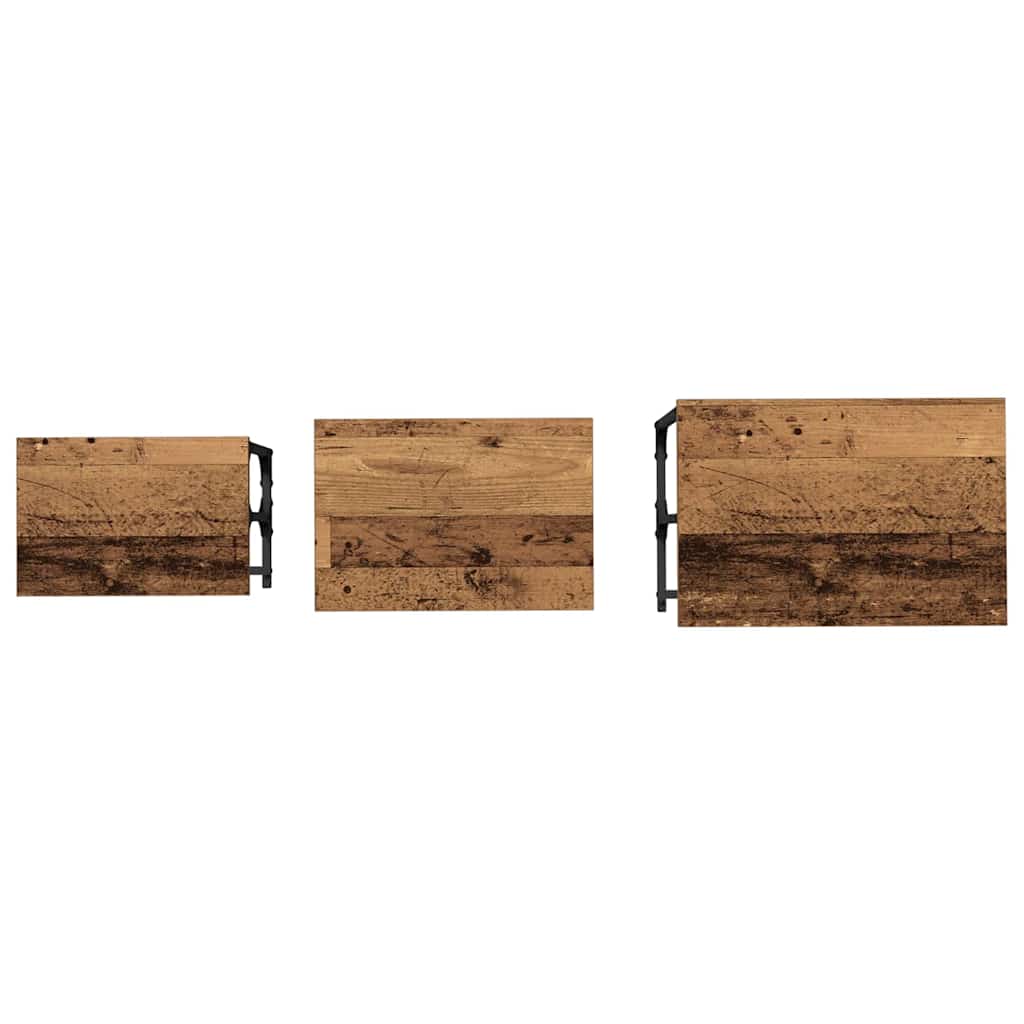Fészkelt kávézó asztal 3 pcs régi fa 50.5 x 35 x 53 cm faanyag Fészkelt kávézó asztal 3 pcs régi fa 50.5 x 35 x 53 cm faanyag