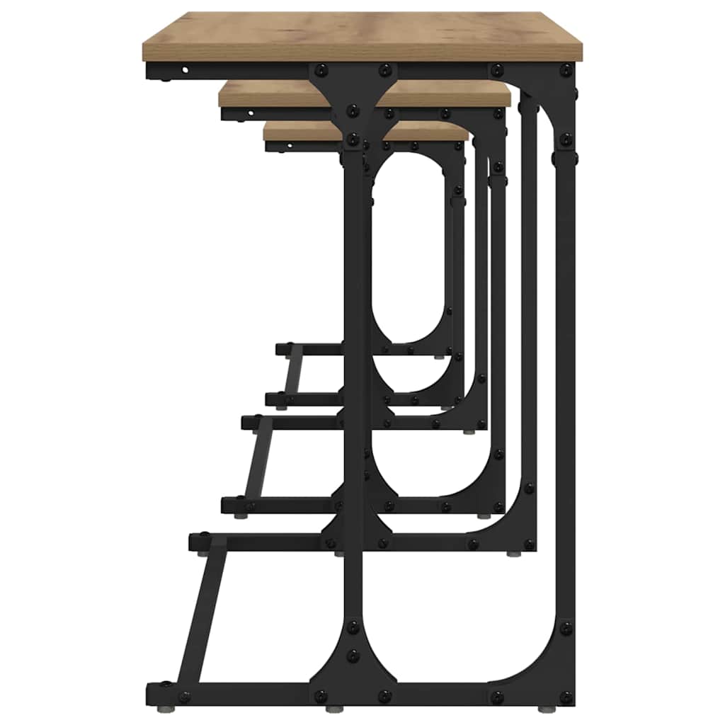 Fészkelt kávézó asztal 3 pcs kézműves tölgy 50.5 x 35 x 53 cm Fészkelt kávézó asztal 3 pcs kézműves tölgy 50.5 x 35 x 53 cm
