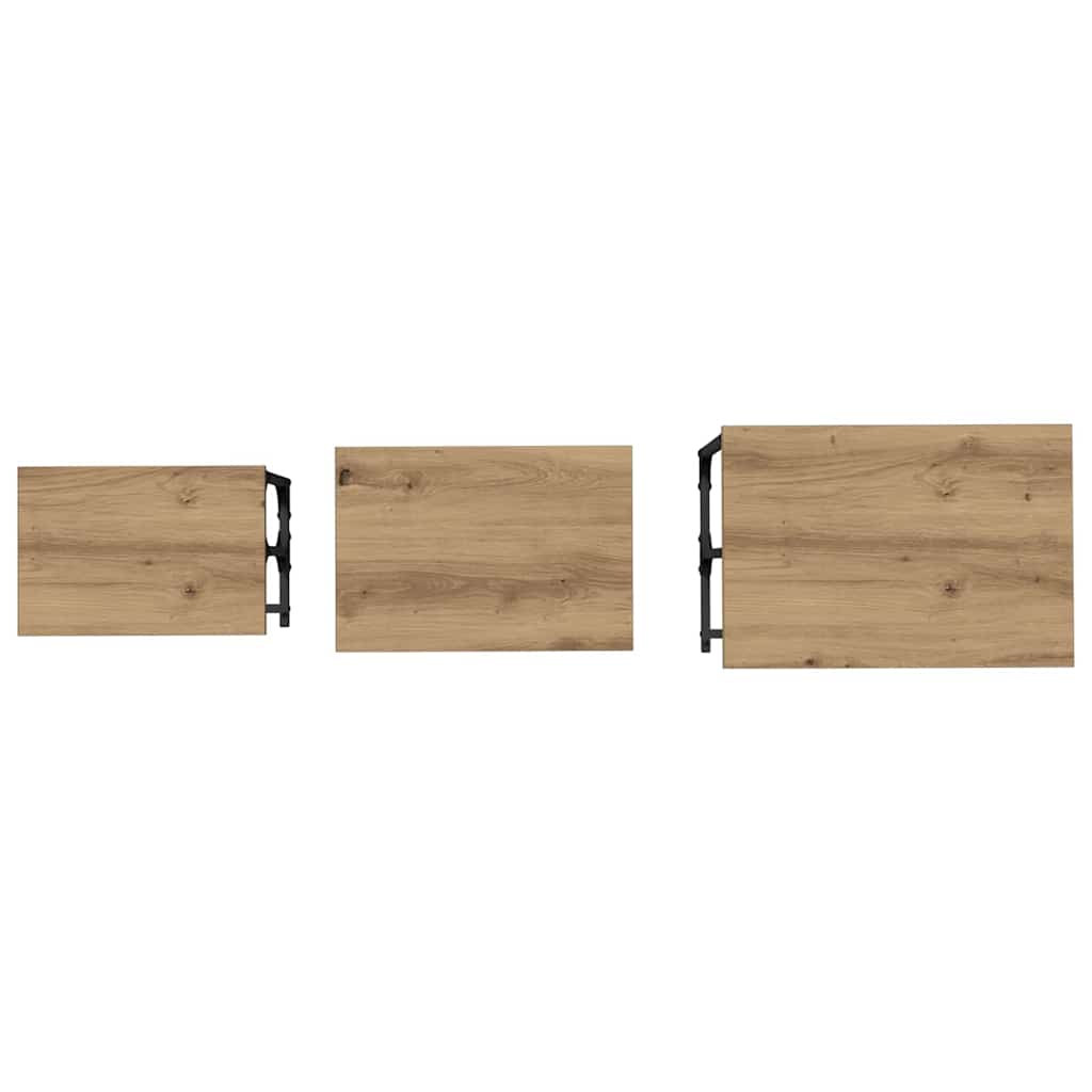 Fészkelt kávézó asztal 3 pcs kézműves tölgy 50.5 x 35 x 53 cm Fészkelt kávézó asztal 3 pcs kézműves tölgy 50.5 x 35 x 53 cm
