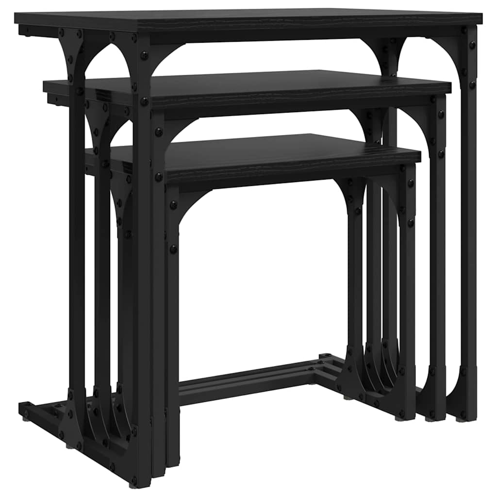 Fészkelt kávézó asztal 3 pcs musta tammi 50.5 x 35 x 53 cm Fészkelt kávézó asztal 3 pcs musta tammi 50.5 x 35 x 53 cm