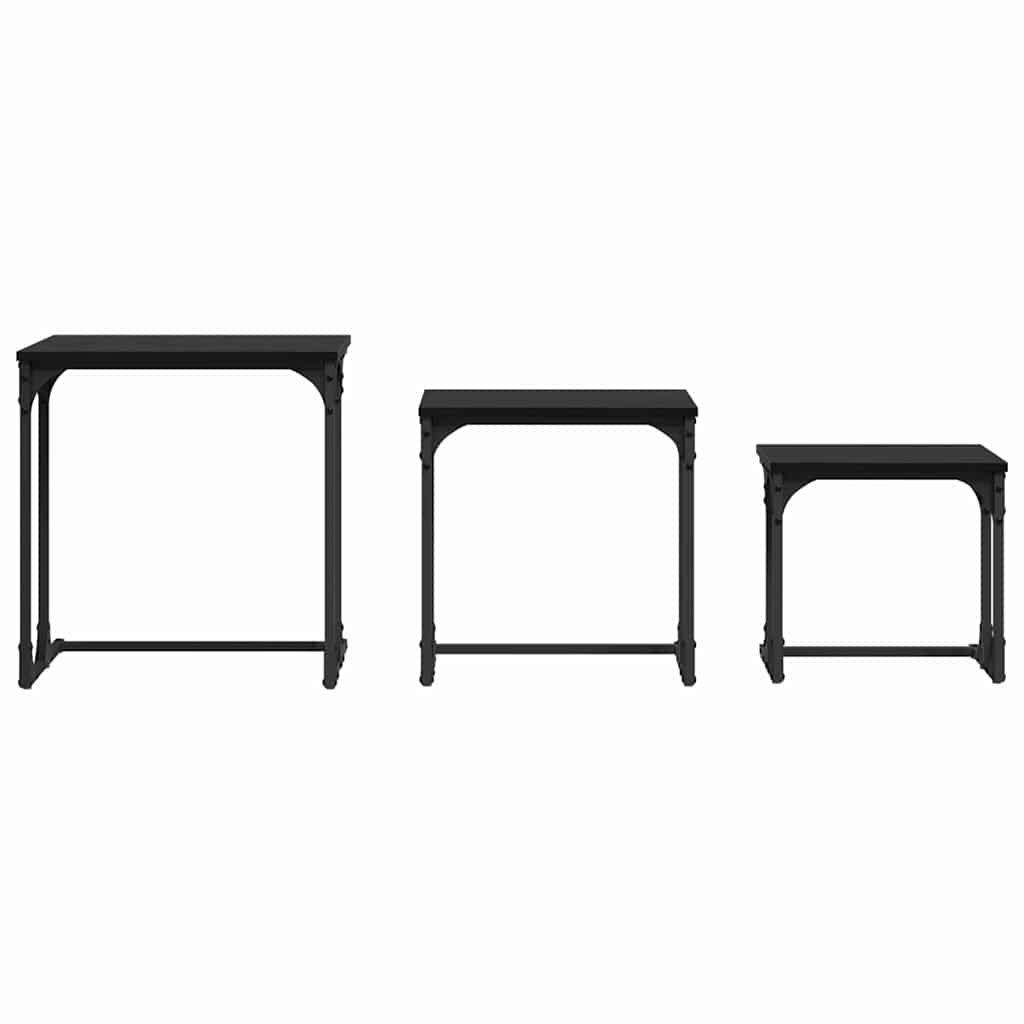 Fészkelt kávézó asztal 3 pcs musta tammi 50.5 x 35 x 53 cm Fészkelt kávézó asztal 3 pcs musta tammi 50.5 x 35 x 53 cm