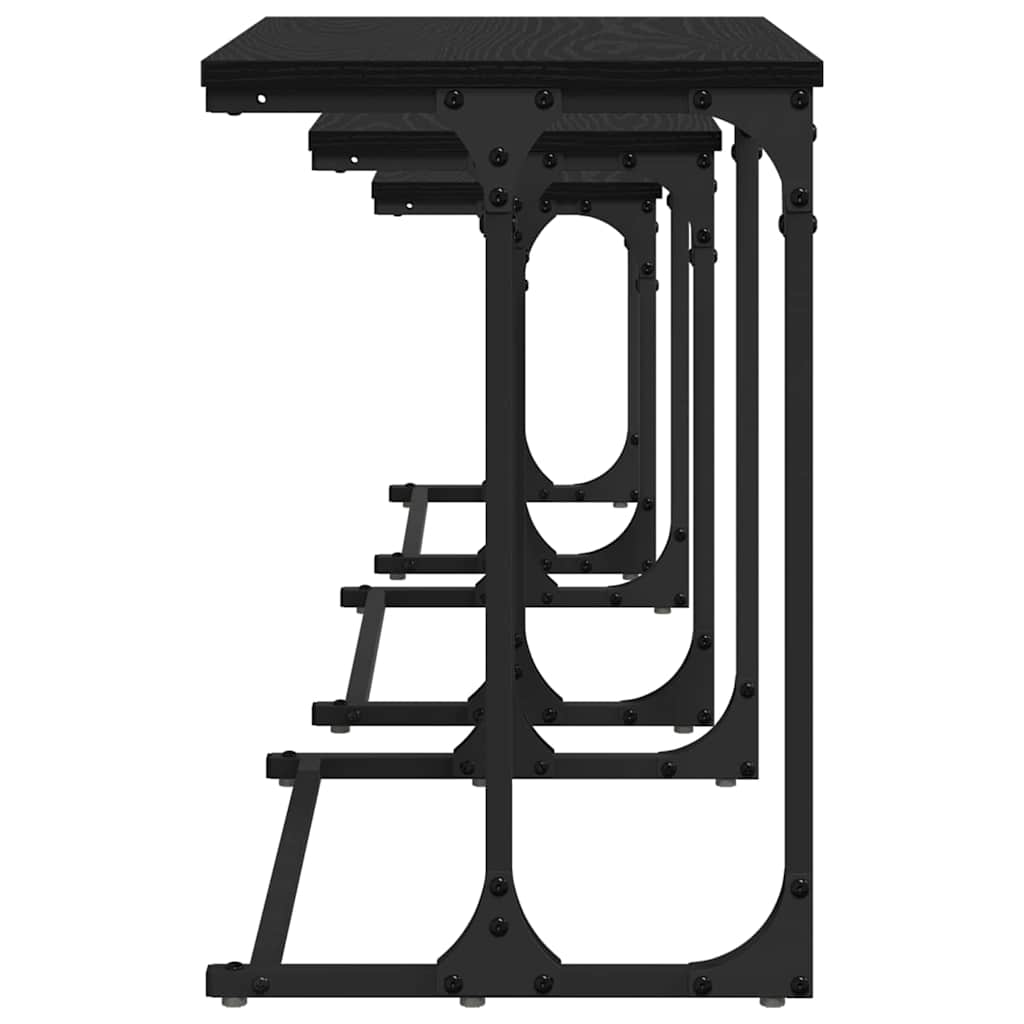 Fészkelt kávézó asztal 3 pcs musta tammi 50.5 x 35 x 53 cm Fészkelt kávézó asztal 3 pcs musta tammi 50.5 x 35 x 53 cm