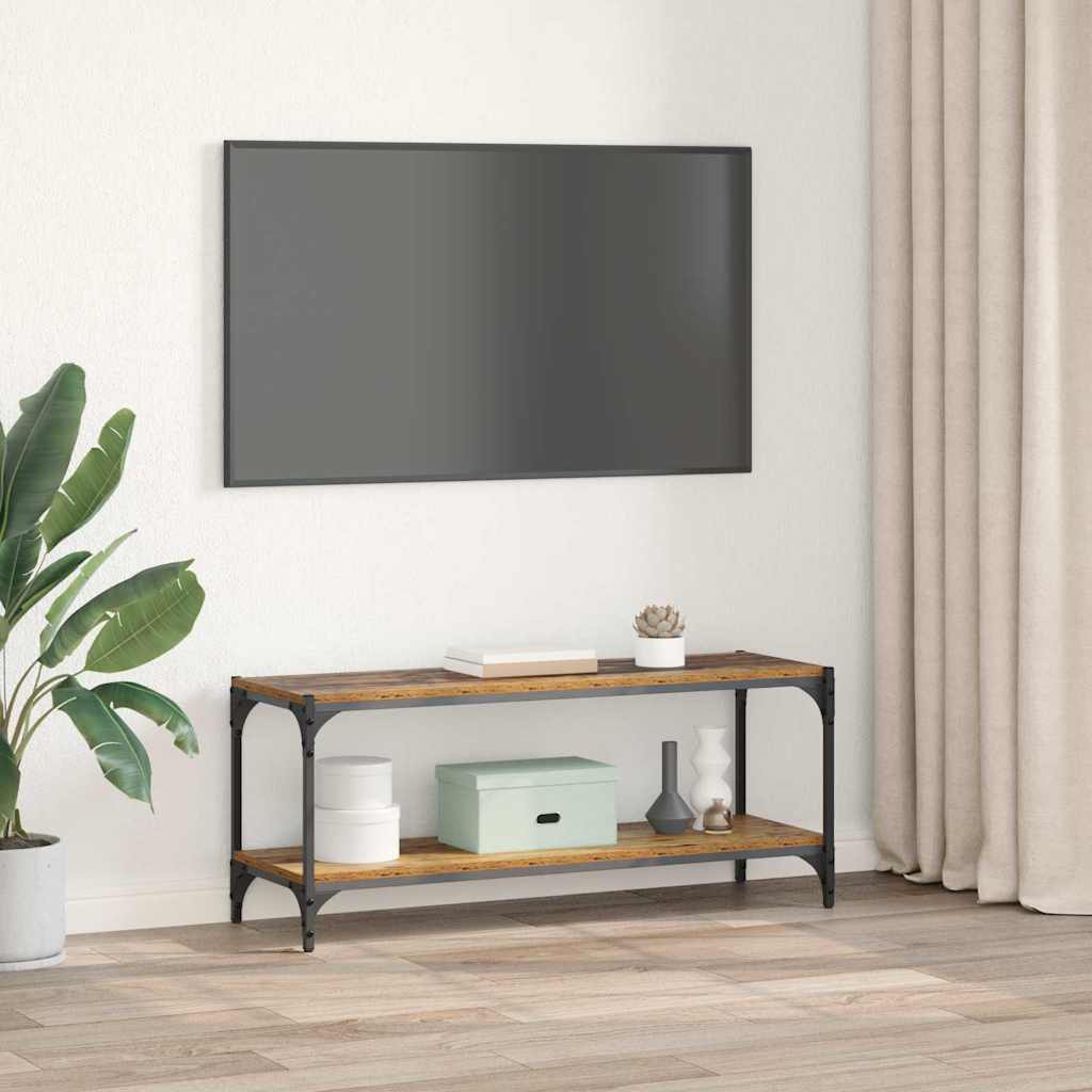 Tv szekrény öreg fa 100x33x41cm műszaki fa és vas