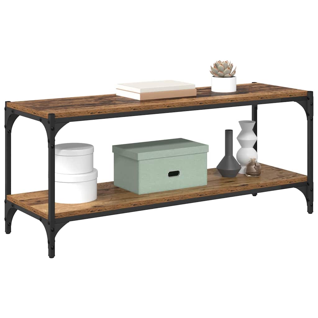 Tv szekrény öreg fa 100x33x41cm műszaki fa és vas