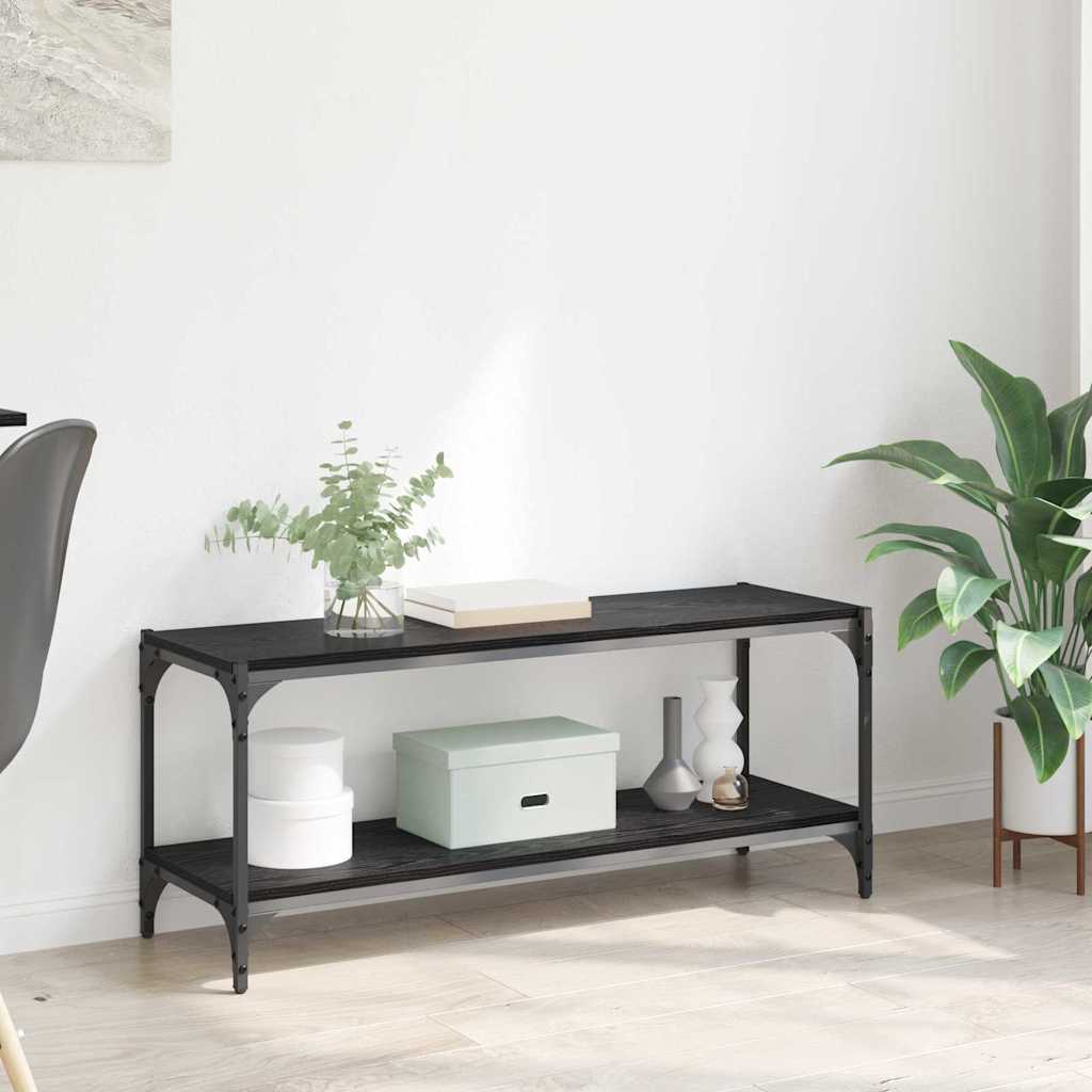 Tv szekrény fekete tölgy 100x33x41cm műszaki fa és vas