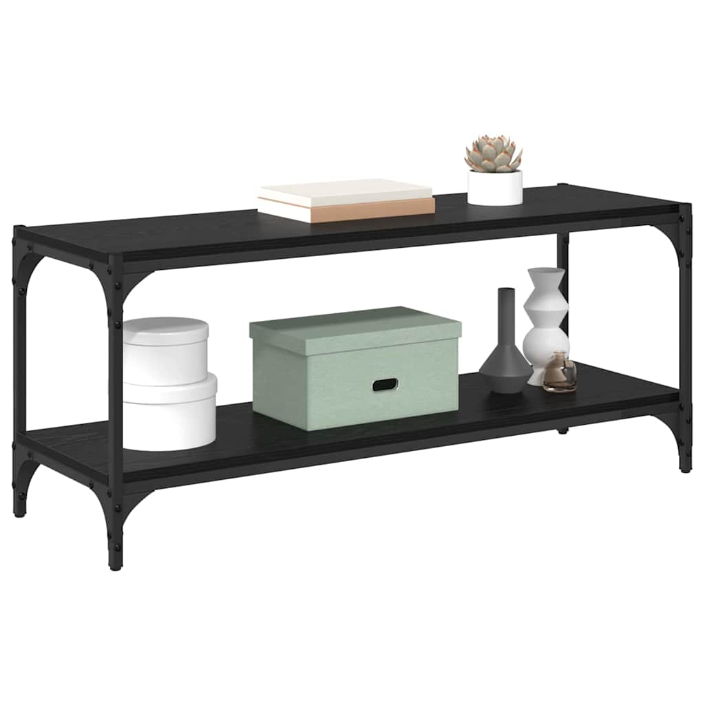 Tv szekrény fekete tölgy 100x33x41cm műszaki fa és vas