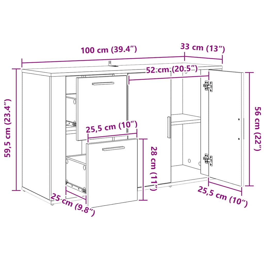 Fiókkal musta tammi 100 x 33 x 59,5 cm faanyag
