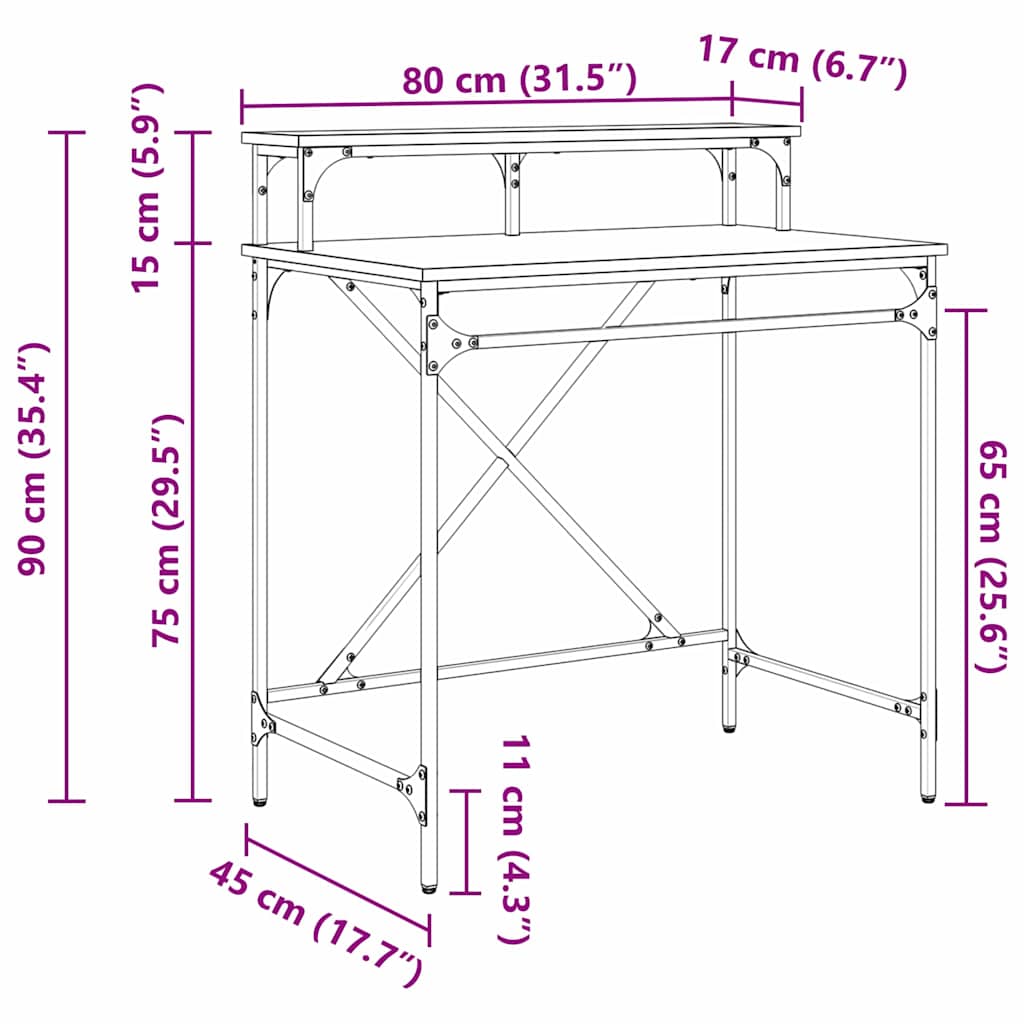Asztal fekete tölgy 80 x 50 x 90 cm faanyag