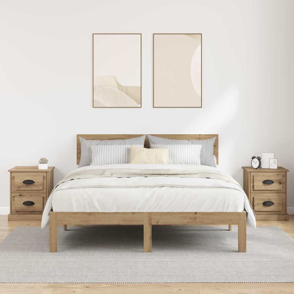 Éjjeliszekrény 2 db artisan tölgy 39 x 39 x 47.5 cm szerelt fa