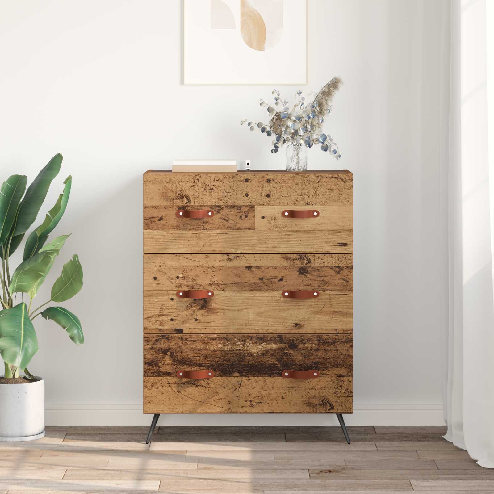 Fiókos szekrény fiókkal öreg fa 69,5 x 34 x 90 cm mérnöki fa