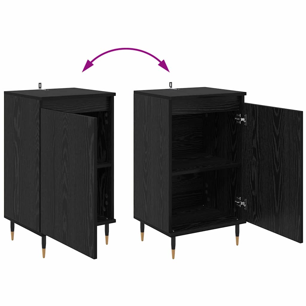 Széf 2 pcs fekete tölgy 40 x 35 x 70 cm műszaki fa és vas
