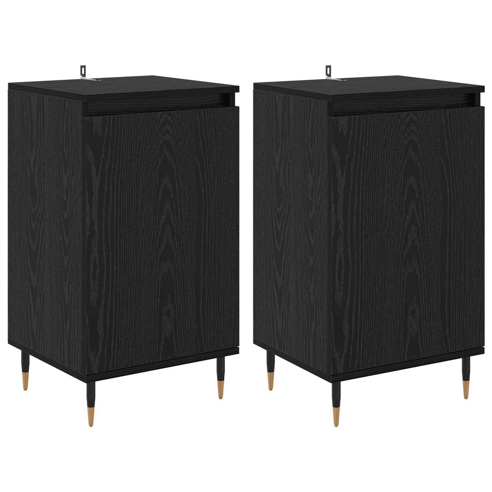 Széf 2 pcs fekete tölgy 40 x 35 x 70 cm műszaki fa és vas