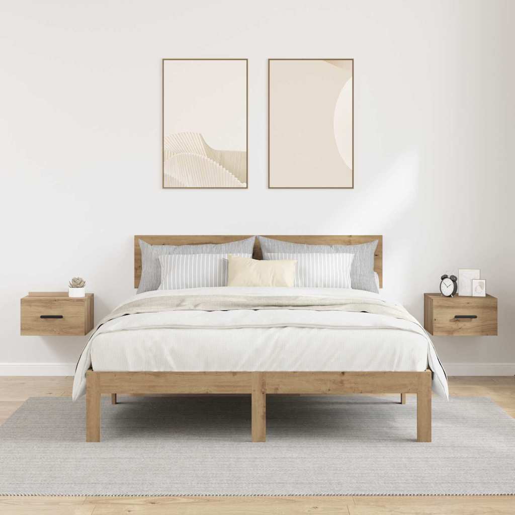 Éjjeliszekrény 2 pcs kézműves tölgy 35 x 35 x 20 cm faanyag