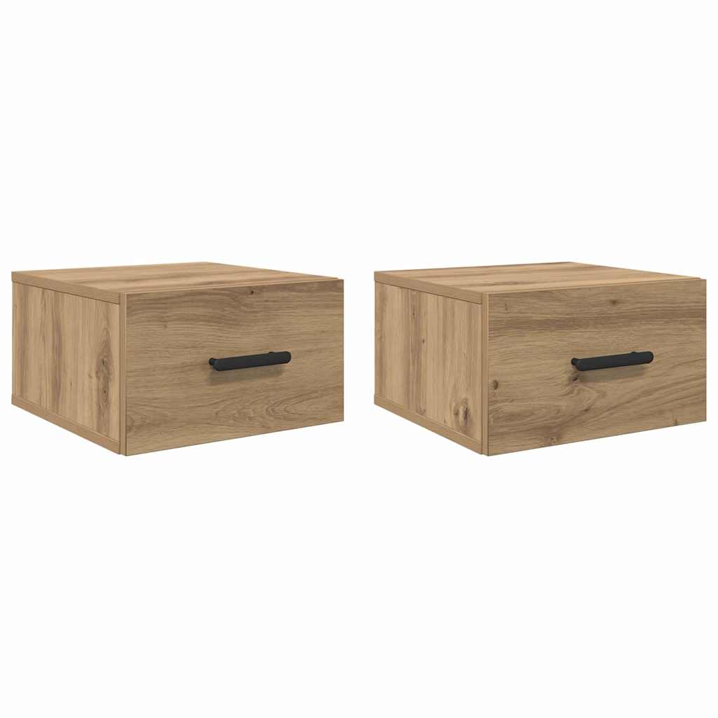 Éjjeliszekrény 2 pcs kézműves tölgy 35 x 35 x 20 cm faanyag