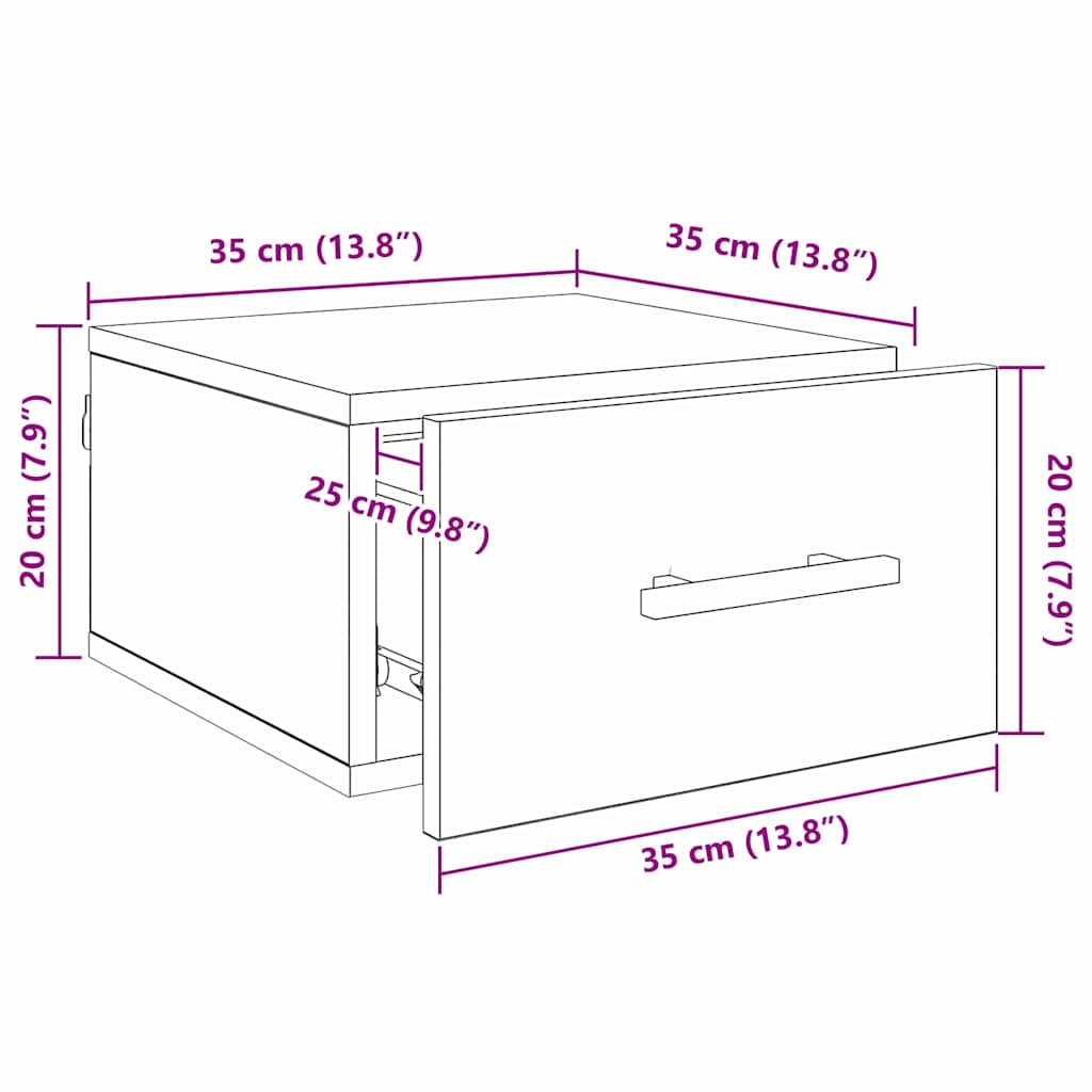 Éjjeliszekrény kézműves tölgy 35 x 35 x 20 cm faanyag