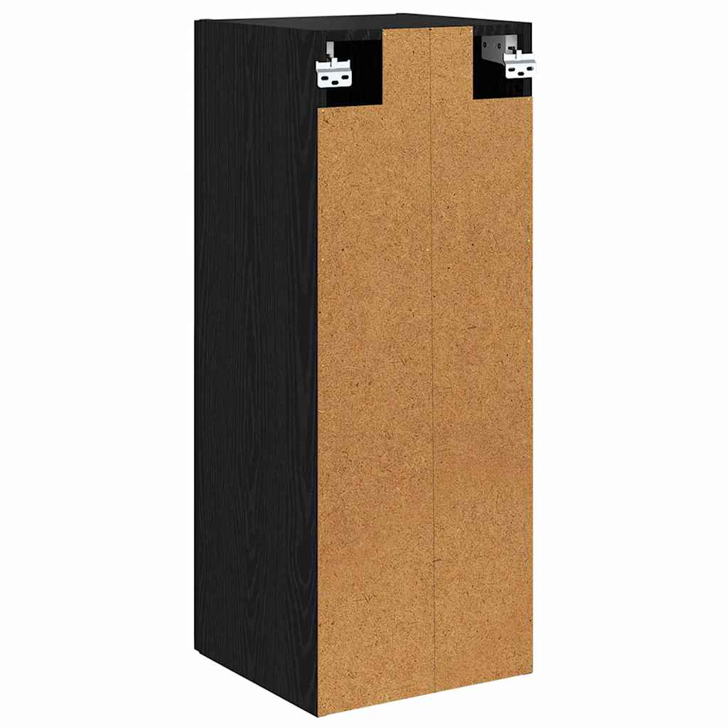Fali szekrény fekete tölgy 34,5 x 34 x 90 cm műanyag fa és üveg