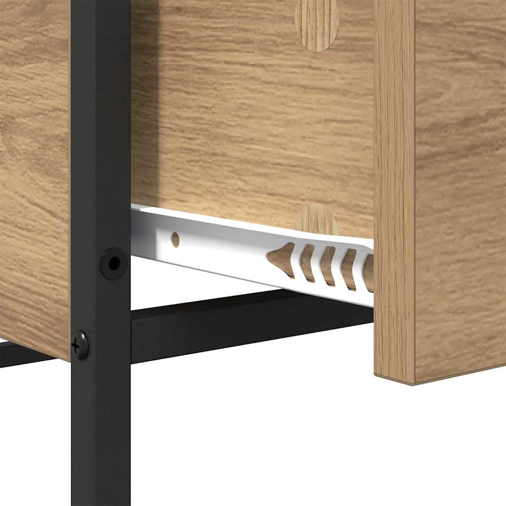 Dohányzóasztal fiókkal kézműves tölgy 100 x 51 x 45 cm faanyag