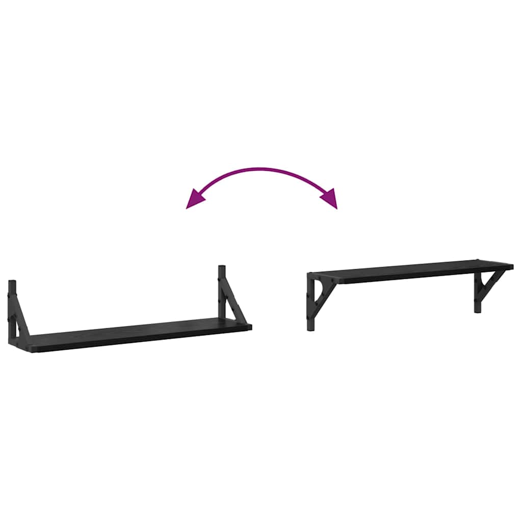 Falpolcok 2 pcs fekete tölgy 60 x 15 x 15,5 cm faanyag