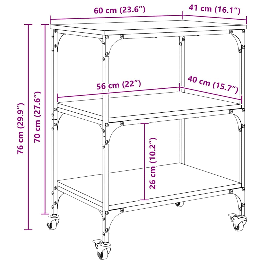 Konyhai kocsi öreg fa 60 x 41 x 76 cm faanyag