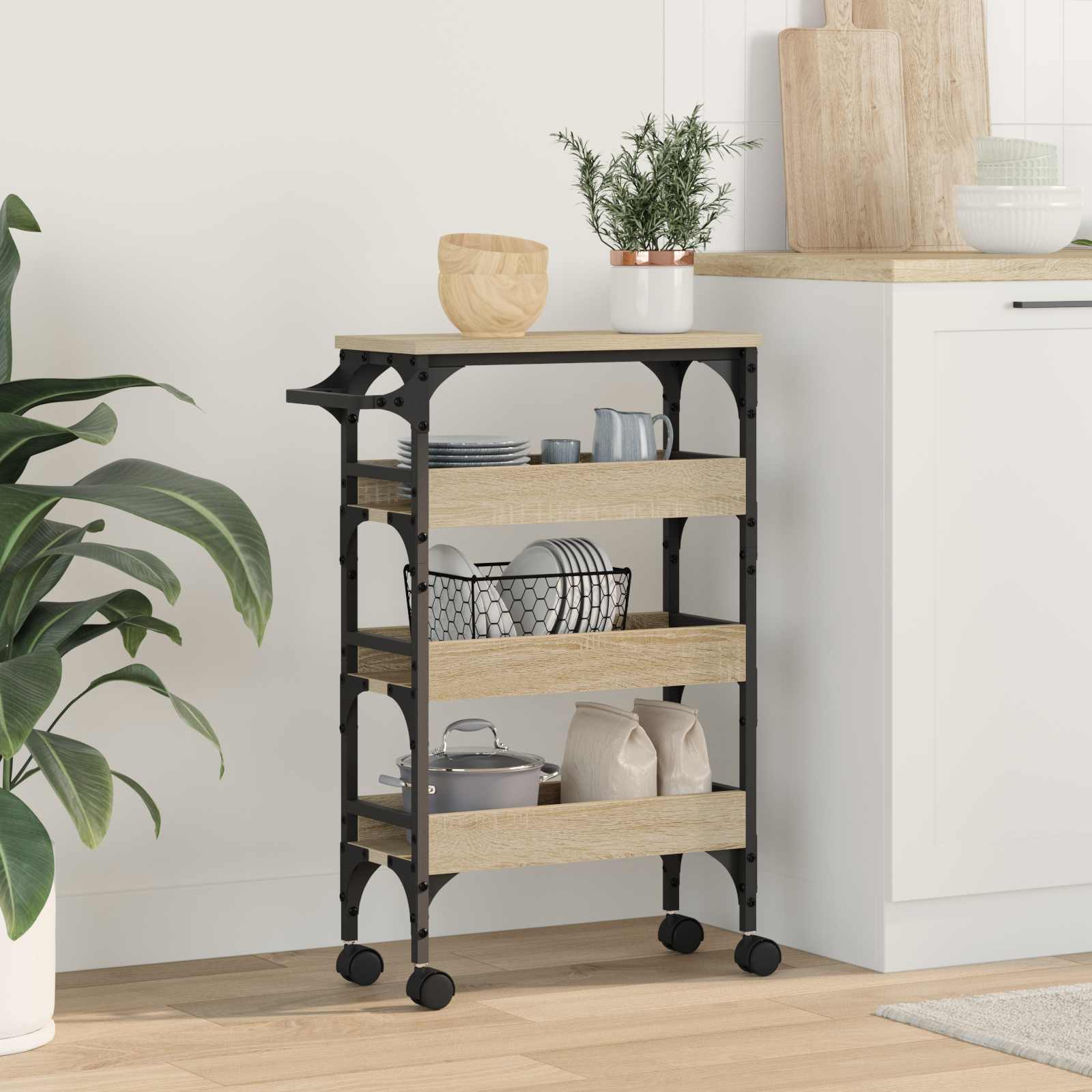 Konyhai kocsi sonoma tölgy 53 x 20 x 76 cm faanyag