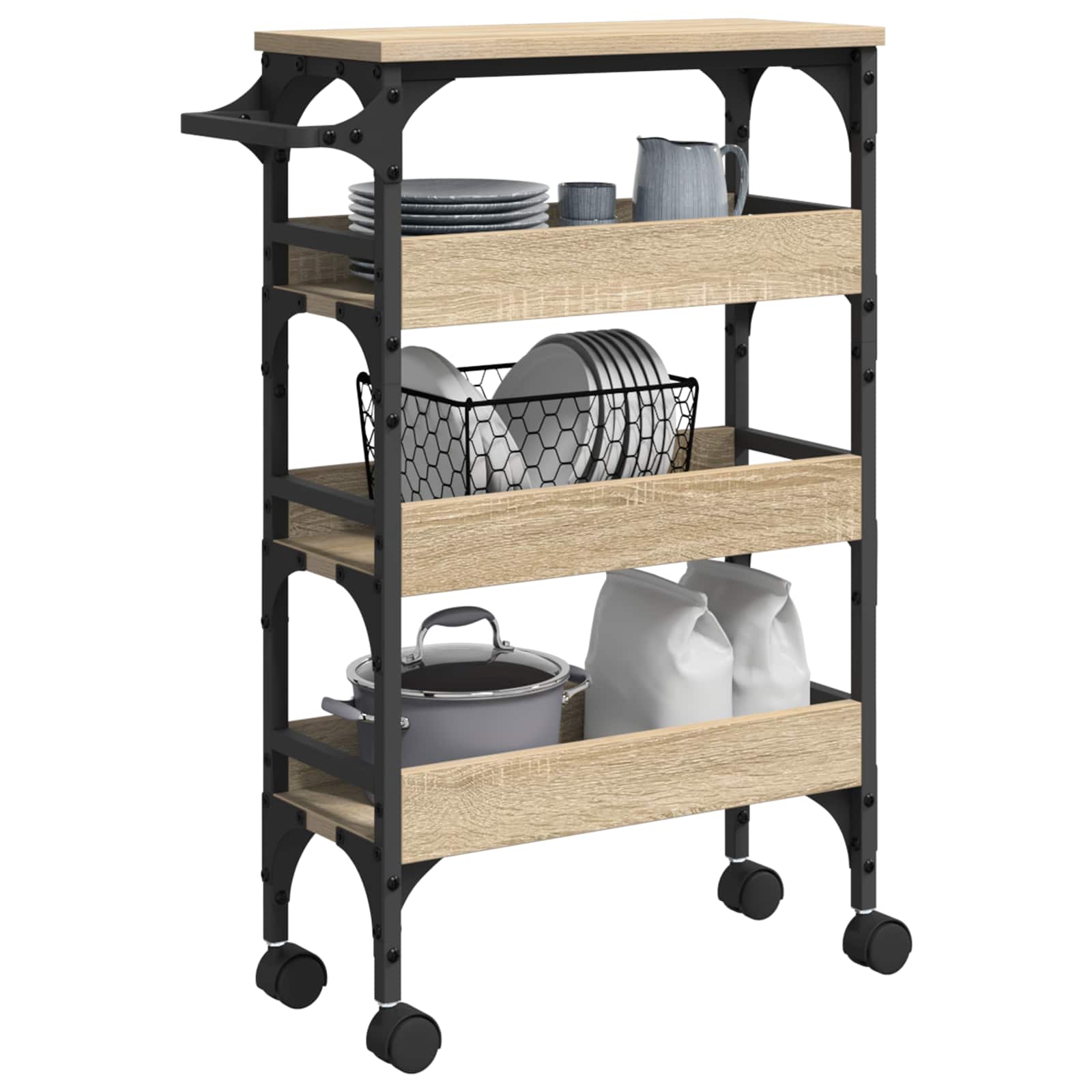 Konyhai kocsi sonoma tölgy 53 x 20 x 76 cm faanyag