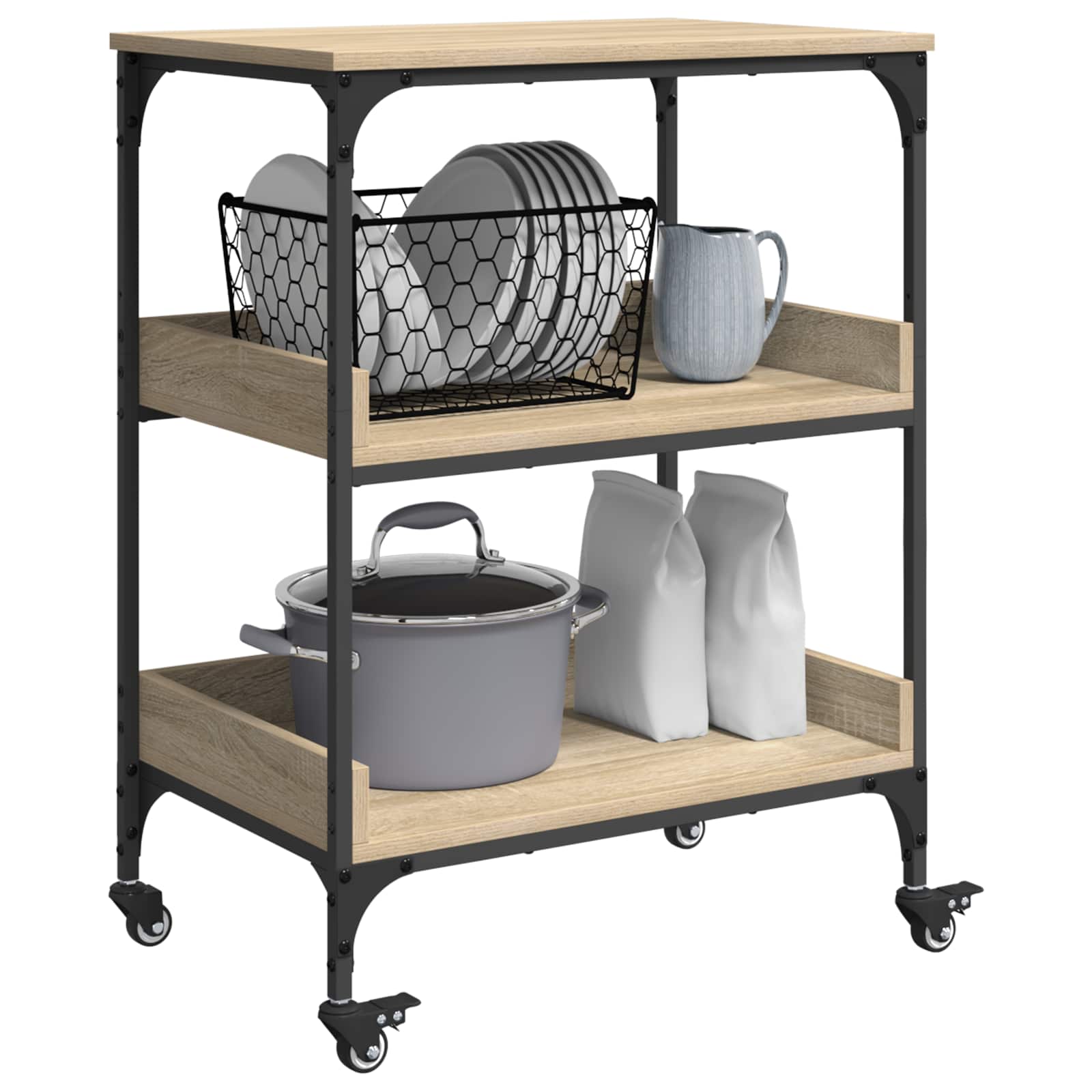 Konyhai kocsi sonoma tölgy 60 x 41 x 80,5 cm faanyag