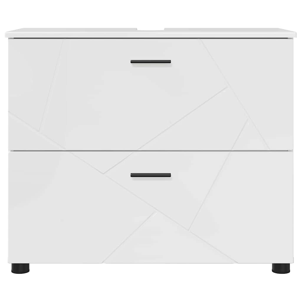 Fürdőszoba székény magasfényű fehér 76.5 x 35 x 64 cm faanyag Fürdőszoba székény magasfényű fehér 76.5 x 35 x 64 cm faanyag
