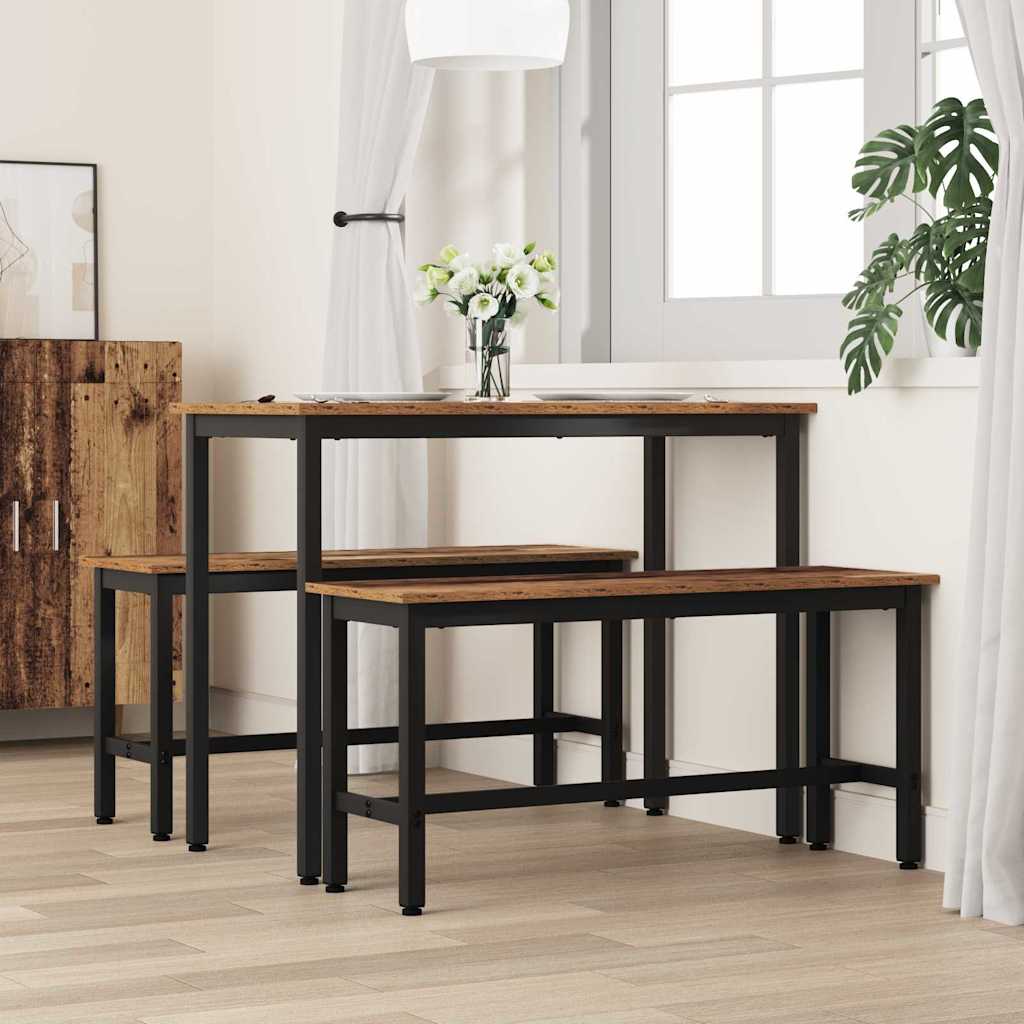 Étkező pad öreg fa 100 x 32,5 x 48,5 cm műszaki fa és acél