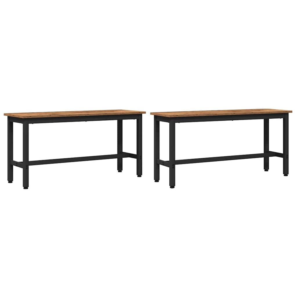 Étkező pad 2 pcs öreg fa 100 x 32,5 x 48,5 cm