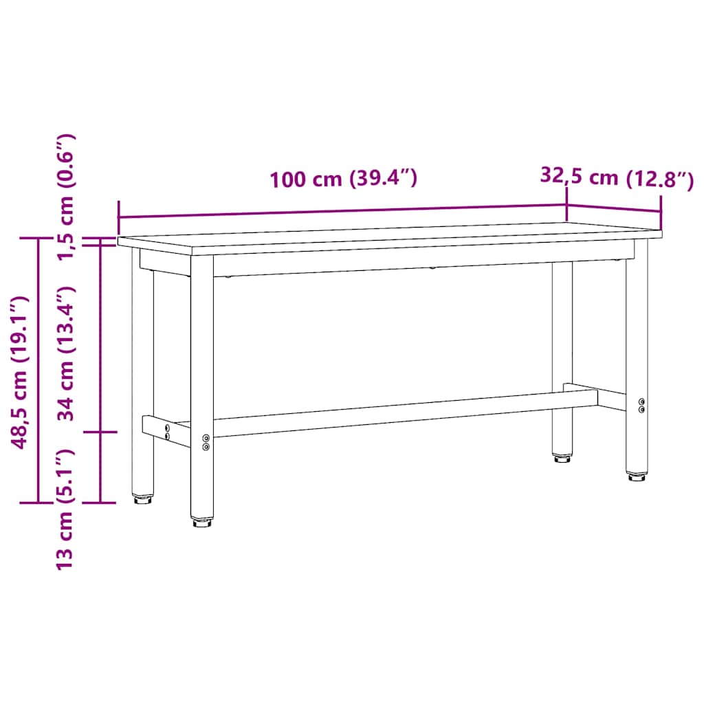 Étkező pad artisan tölgy 100 x 32,5 x 48,5 cm