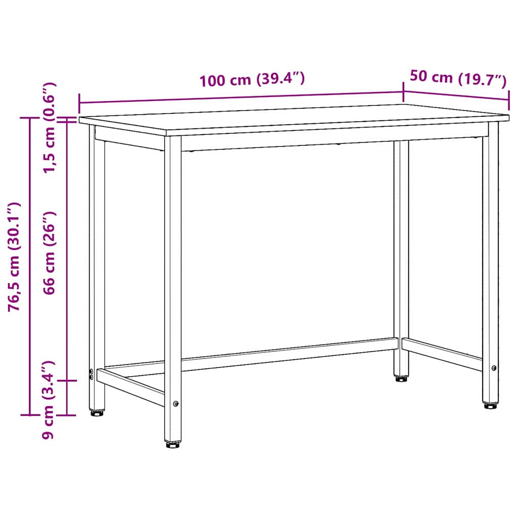 Asztal fekete tölgy 80 x 50 x 76,5 cm műszaki fa és acél