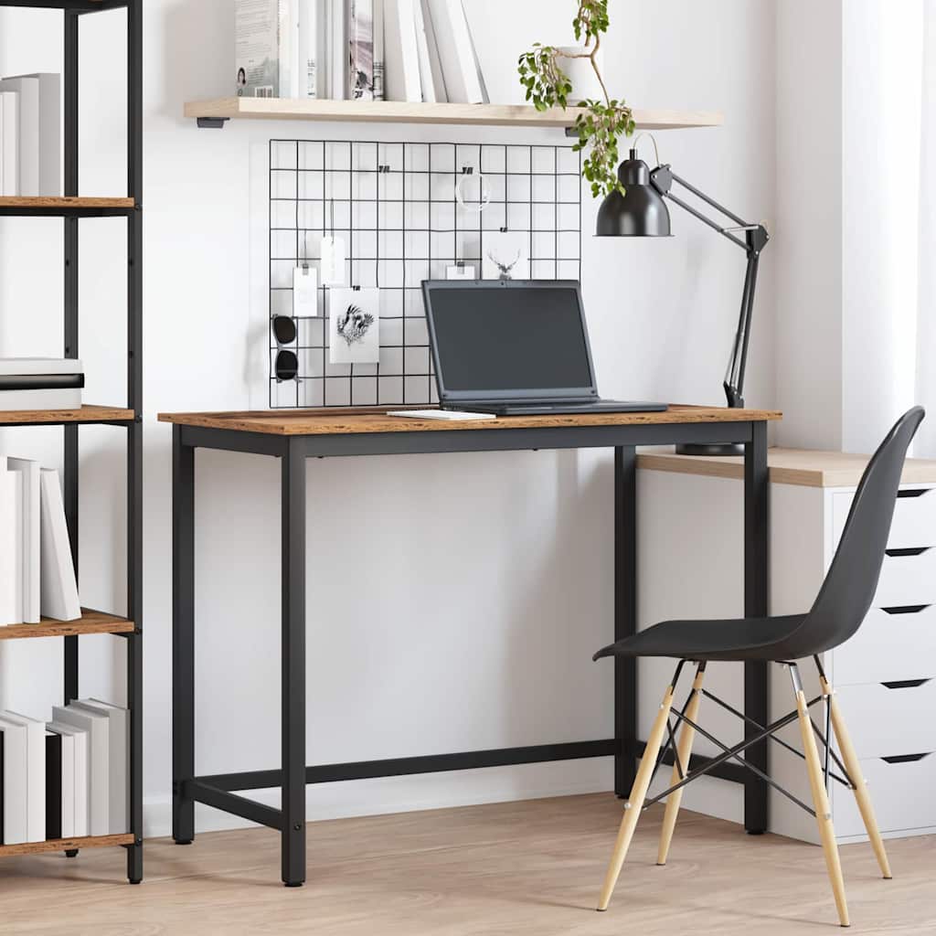 Asztal kerékkel öreg fa 80 x 50 x 76,5 cm műszaki fa és acél