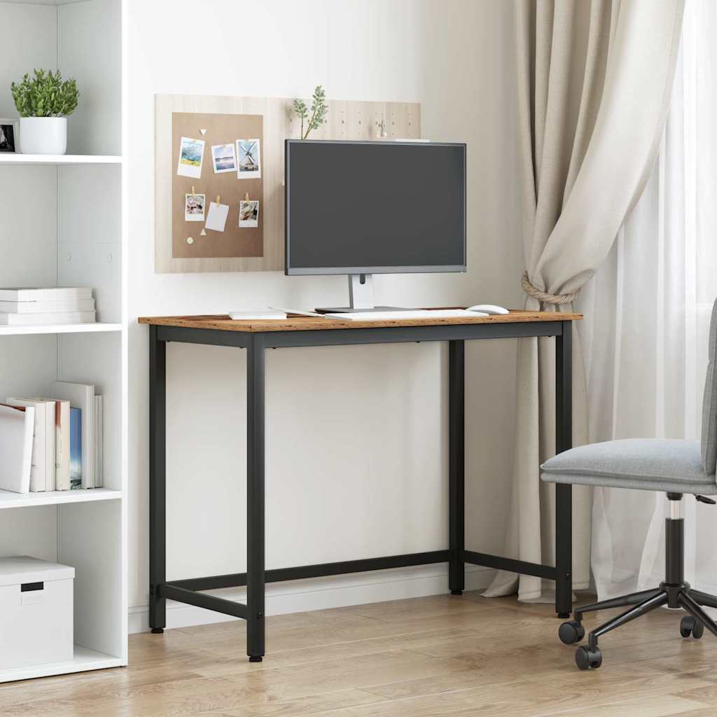 Asztal kerékkel öreg fa 80 x 50 x 76,5 cm műszaki fa és acél