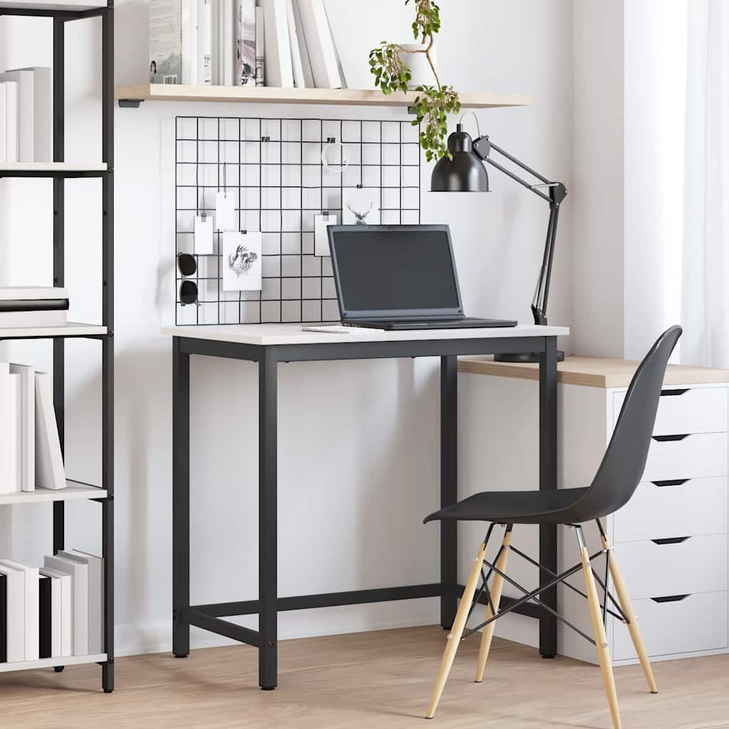 Asztal fehér 80 x 50 x 77 cm műszaki fa és acél