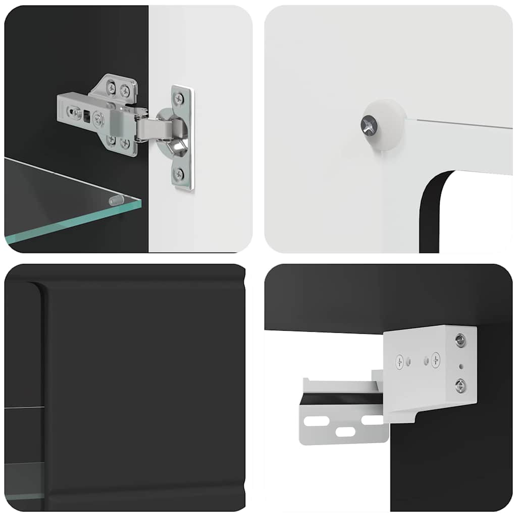 Fali szekrény polcokkal ajtóval fekete 55 x 29 x 100 cm faanyag