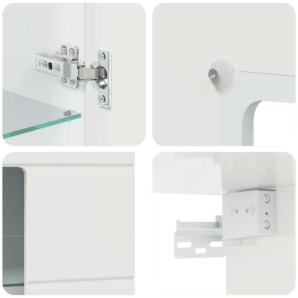 Fali szekrény ajtóval magasfényű fehér 55 x 29 x 100 cm faanyag