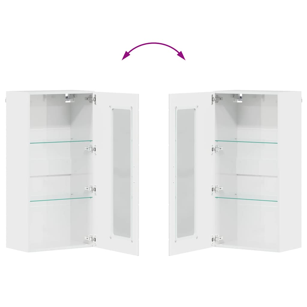 Fali szekrény ajtóval magasfényű fehér 55 x 29 x 100 cm faanyag