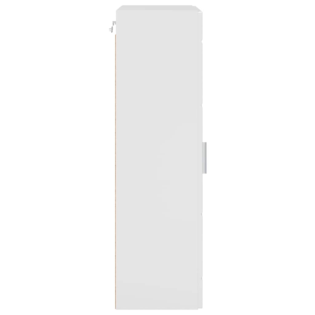 Fali szekrény ajtóval magasfényű fehér 55 x 29 x 100 cm faanyag