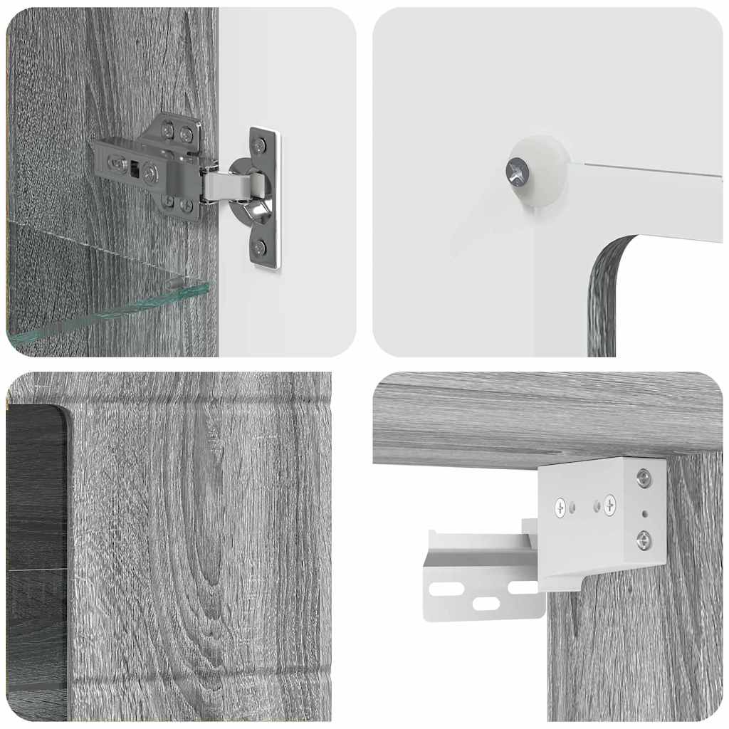 Fali szekrény polcokkal szürke sonoma 55 x 29 x 100 cm faanyag