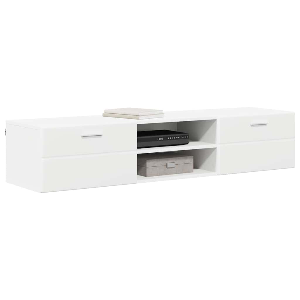 Tv szekrény fiókkal polcokkal fehér 150 x 39 x 30 cm faanyag